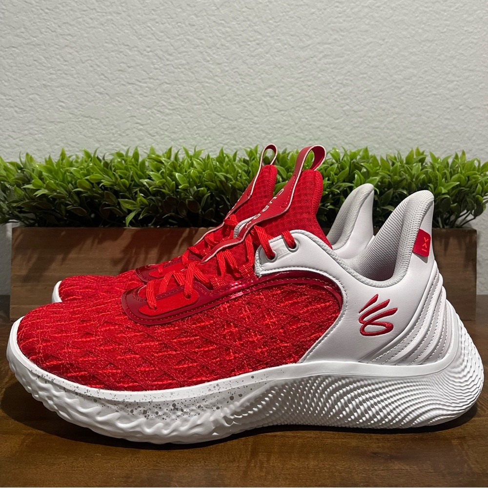 Under Armour UA Team Curry Flow 9 White Red 3025631-100 Men’s Size 13 - Picture 2 of 12